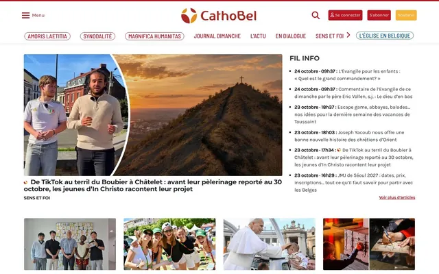 Capture du site cathobel.be · Page d'accueil