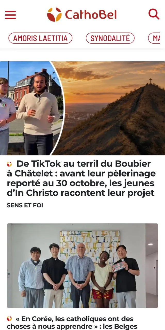 Capture du site cathobel.be · Version mobile