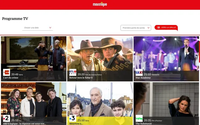 Capture du site tv.moustique.be · Page d'accueil