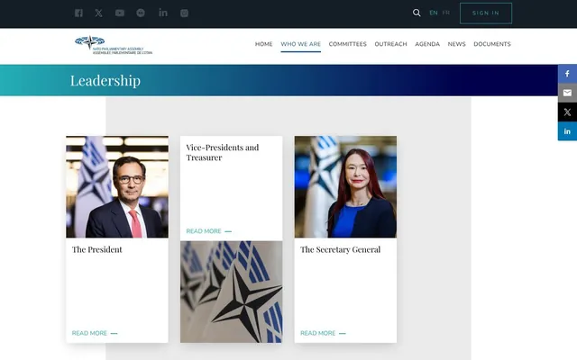 Capture du site nato-pa.int · Page intérieure