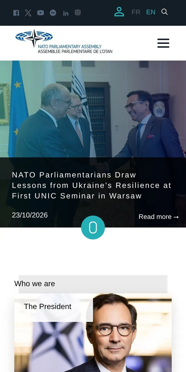 Capture du site nato-pa.int · Version mobile
