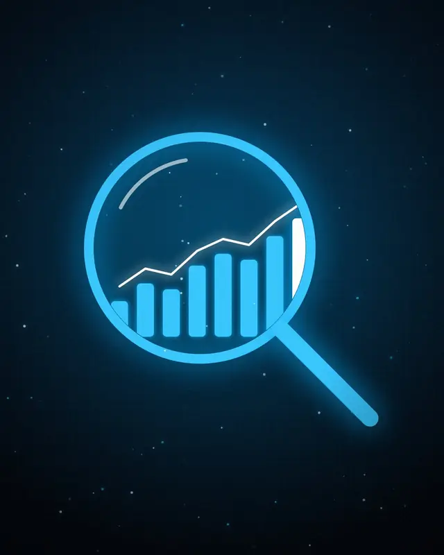 Illustration : loupe et courbe de croissance SEO